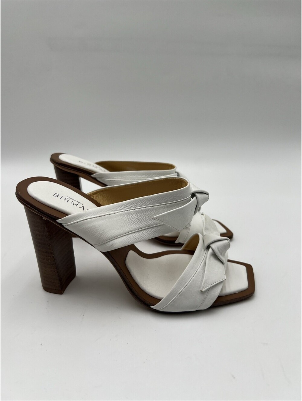 Alexandre Birman Clarita Block white nappa leather heeled sandals Size 35
